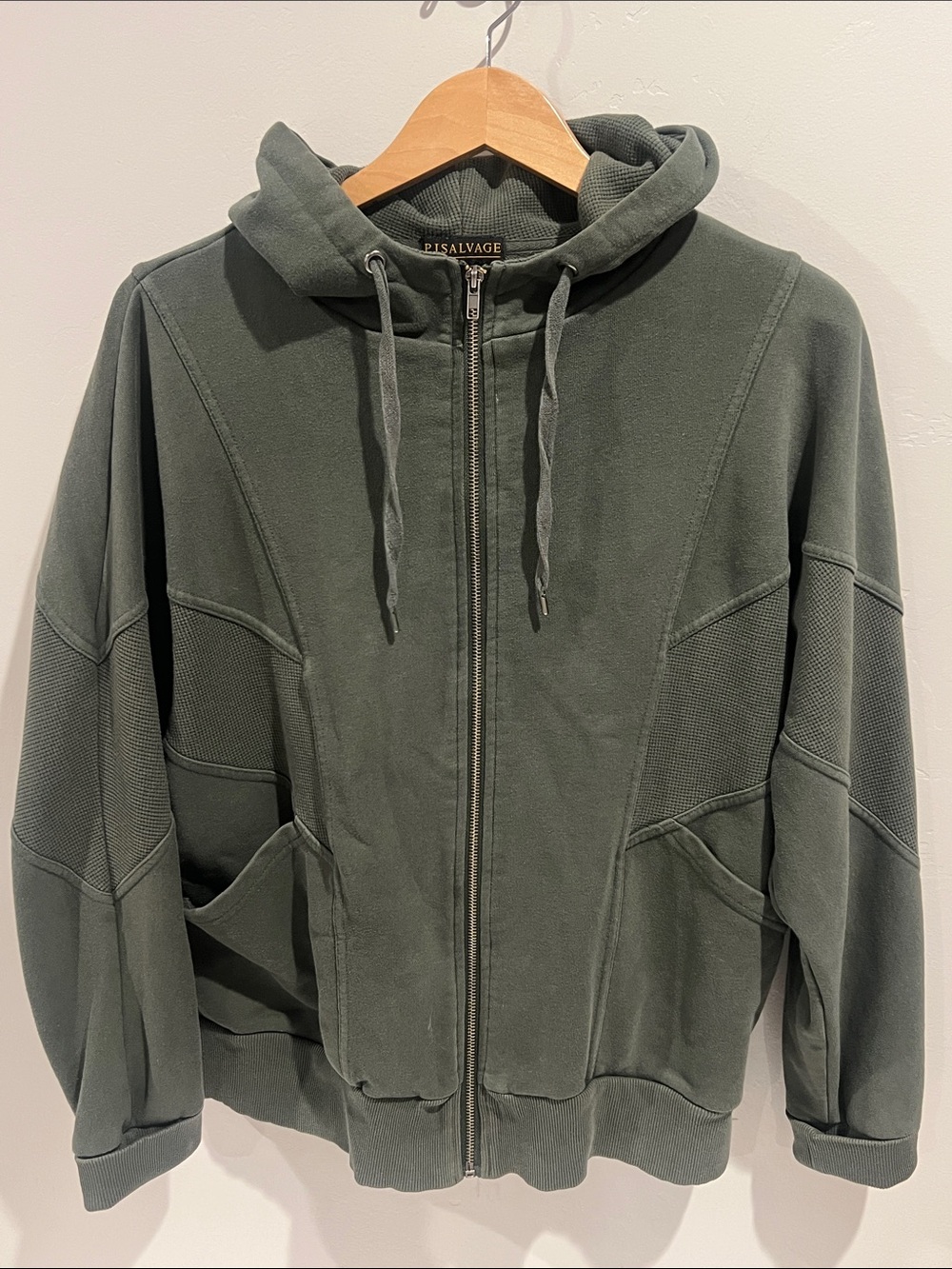 P.J. Salvage Olive Green Zip-Up Hooded Sweatshirt